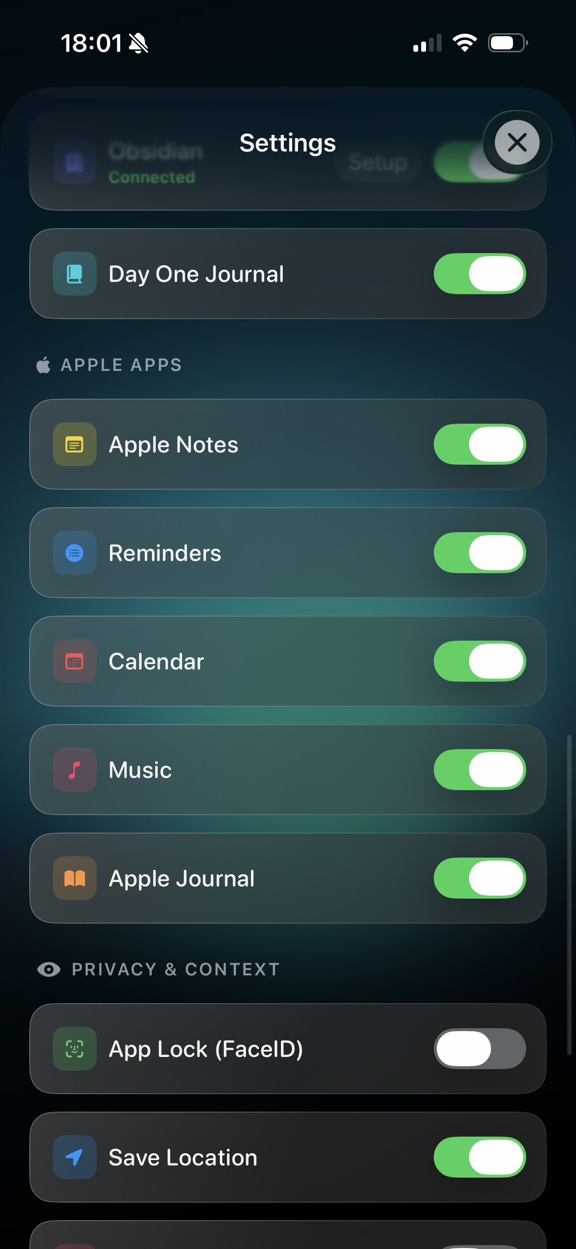Afterthought sync and integration settings