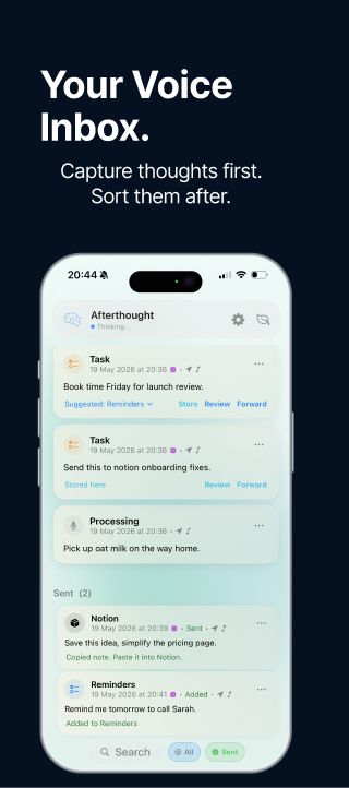 Afterthought voice inbox screen