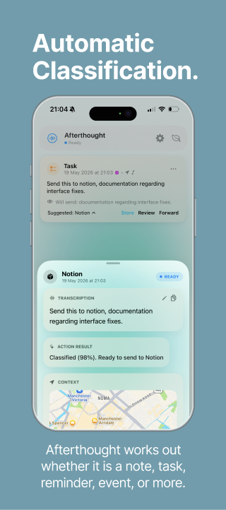 Afterthought automatic classification screen