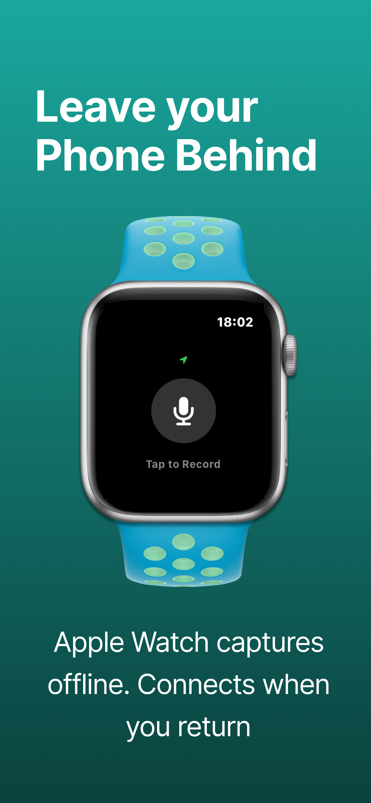Apple Watch showing Afterthought — Leave your Phone Behind