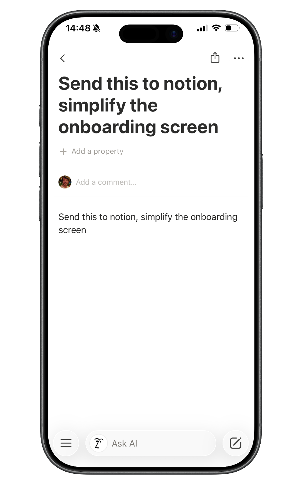 Notion page created from the reviewed Afterthought voice capture